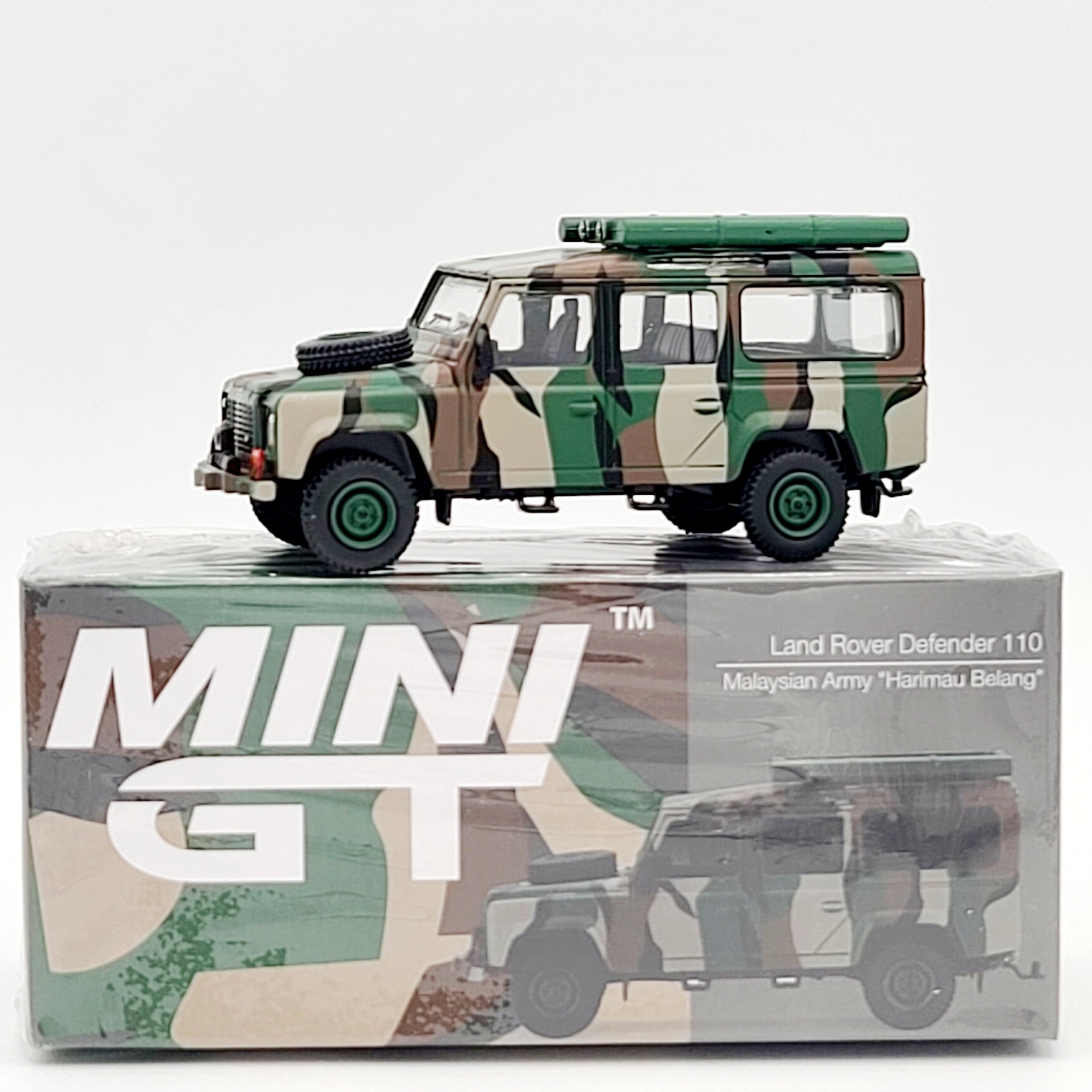 Mini GT Land Rover Defender 110 - 1:64, Malaysian Army "Harimau Belang" (2021 Limited Edition)